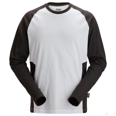 2450 Snickers Kontrasztos hosszú ujjú póló, fehér/fekete, L