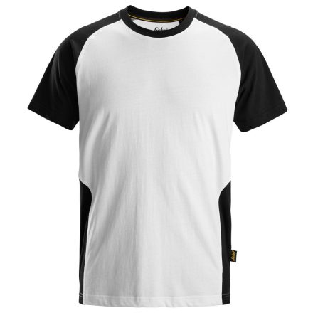 2550 Snickers kétszínű környakas póló, fehér/fekete, 3XL