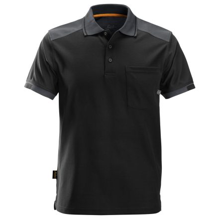 2701 Snickers AllroundWork 37.5® Tech Reinforced rövidujjú, ingnyakú póló, fekete/acélszürke, S