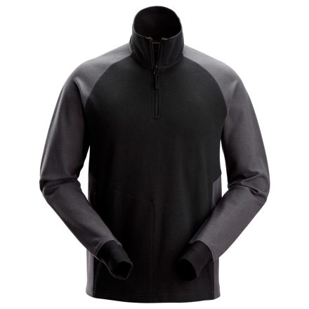 2841 Snickers Két színű 1/2 Zip pulóver, fekete/acélszürke, XS