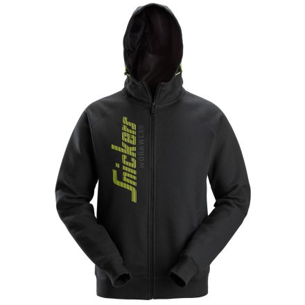 2846 Snickers Logo Full Zip kapucnis pulóver, fekete, L
