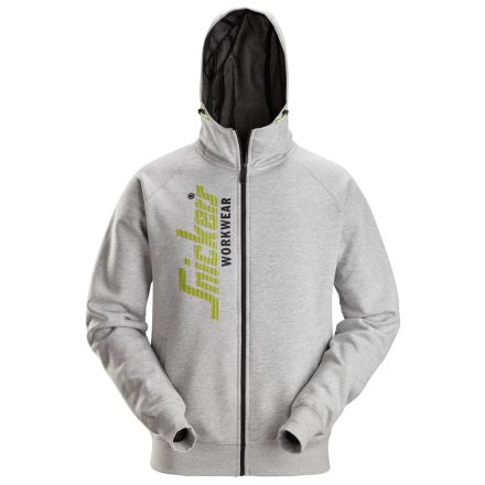 2846 Snickers Logo Full Zip kapucnis pulóver, szürke melange, S
