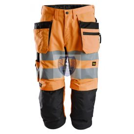   6134 Snickers, LiteWork, High-Vis kalóznadrág, lengőzsebes, CL 2, narancs/fekete, 50