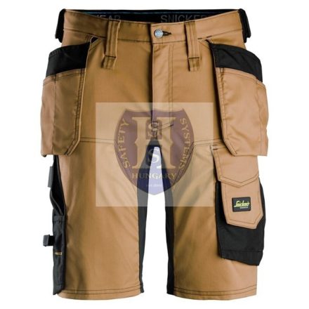 6141 Snickers AllroundWork lengőzsebes Stretch SF rövidnadrág, barna/fekete, 60
