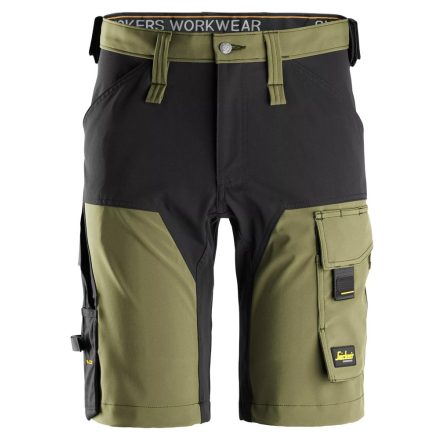 6173 Snickers AllroundWork, 4-way Stretch rövidnadrág, khaki zöld/fekete  #58