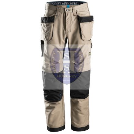 6207 Snickers LiteWork 37.5® lengőzsebes derekas nadrág, khaki/fekete, 54 