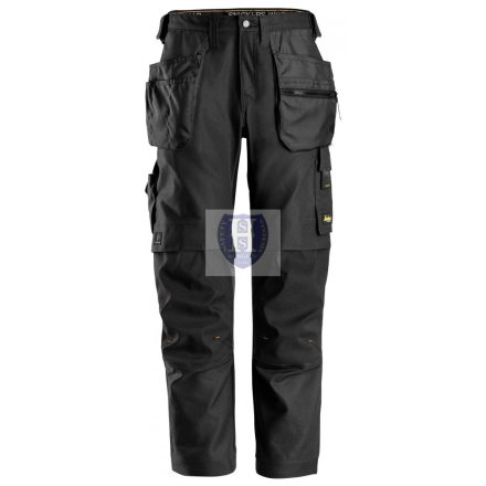 6224 Snickers AllroundWork Canvas+ Stretch lengőzsebes nadrág, fekete, 58