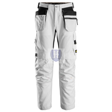 6224 Snickers AllroundWork Canvas+ Stretch lengőzsebes nadrág, fehér, 46