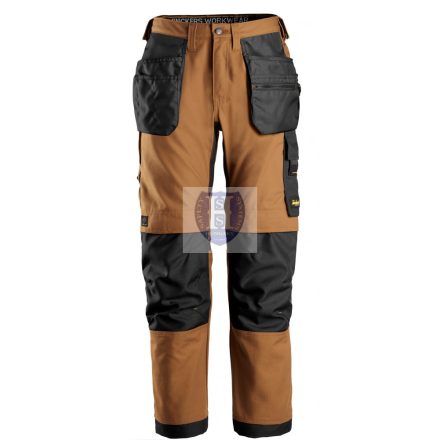 6224 Snickers AllroundWork Canvas+ Stretch lengőzsebes nadrág, barna/fekete, 56