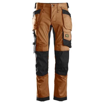 6241 Snickers AllroundWork Stretch SF lengőzsebes nadrág, barna/fekete, 54