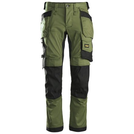 6241 Snickers AllroundWork Stretch SF lengőzsebes nadrág, khaki zöld/fekete, 60