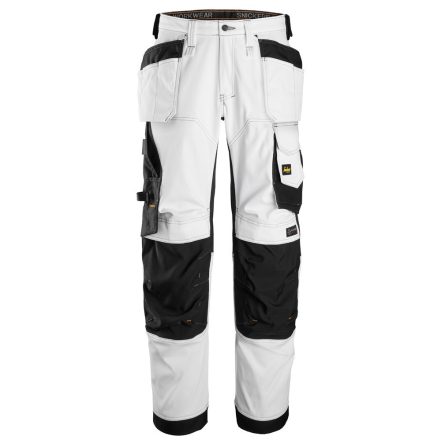 6251 Snickers AllroundWork Stretch LF lengőzsebes derekas nadrág, fehér/fekete, 46