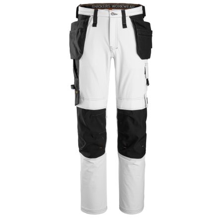 6271 Snickers AllroundWork Full Stretch lengőzsebes nadrág, fehér/fekete, 54