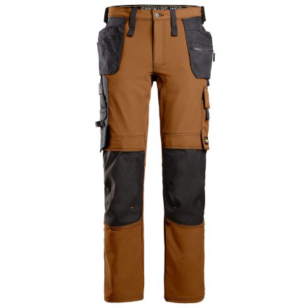 6271 Snickers AllroundWork Full Stretch lengőzsebes nadrág, barna/fekete, 52