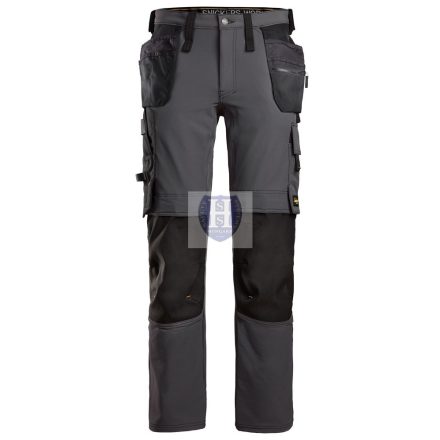 6271 Snickers AllroundWork Full Stretch lengőzsebes nadrág, acélszürke/fekete, 44