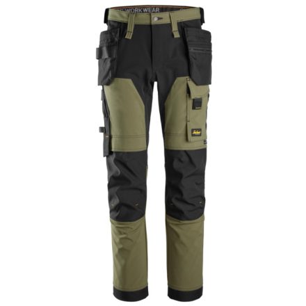 6275 Snickers AllroundWork 4 irányú stretch lengőzsebes nadrág, khaki/fekete, 46