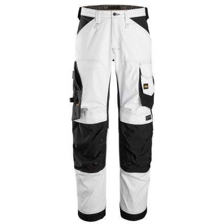 6351 Snickers AllroundWork Stretch Loose Fit derekas nadrág, fehér/fekete, 48