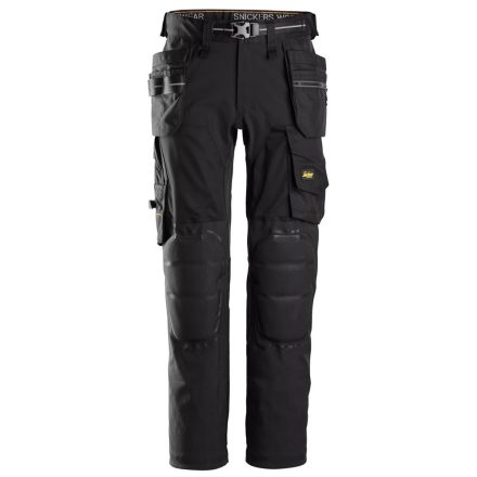 6590 Snickers AllroundWork Capsulized térdvédős, lengőzsebes Stretch nadrág, fekete, 104