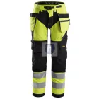 6932 Snickers, FlexiWork, High-Vis munkanadrág, lengőzsebes, CL2