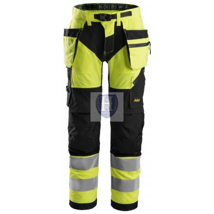 6932 Snickers, FlexiWork, High-Vis munkanadrág, lengőzsebes, CL2