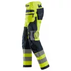 6932 Snickers, FlexiWork, High-Vis munkanadrág, lengőzsebes, CL2