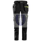 6940 Snickers FlexiWork Softshell Stretch lengőzsebes derekas nadrág, fekete/neonsárga, 58