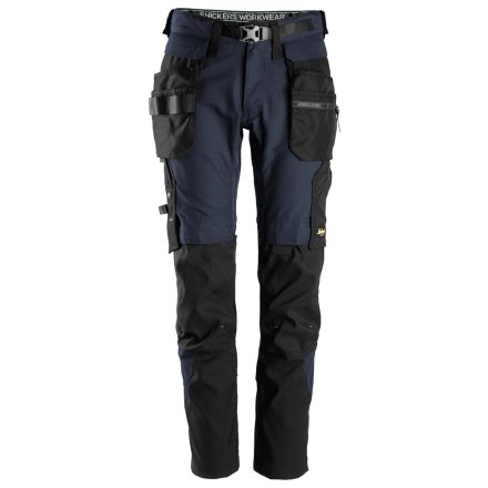 6972 Snickers FlexiWork nadrág, Slim, lecsatolható lengőzseb, navy/fekete, 62