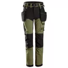 7575 Snickers AllroundWork Junior 4-irányú Stretch nadrág, khaki zöld/fekete, 128
