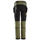 7575 Snickers AllroundWork Junior 4-irányú Stretch nadrág, khaki zöld/fekete, 140