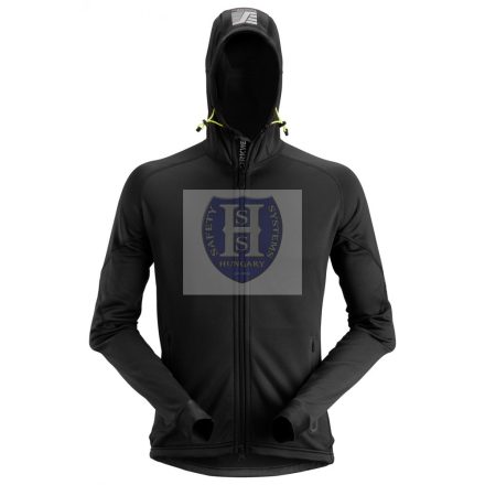 8002 Snickers FlexiWork Polartec 2.0 Stretch Hoodie (FZ+kapucni), fekete, XS