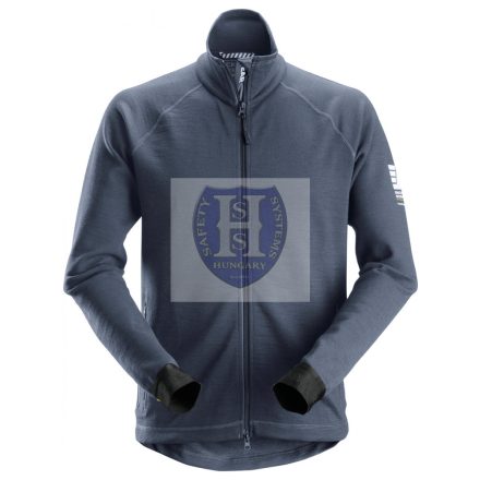 8019 Snickers, AllroundWork, Midlayer gyapjú cipzáras dzseki, kék melange, L