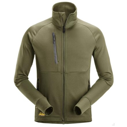 8023 SNICKERS FLEXIWORK Polartec® Power Stretch® könnyű, cipzáras pulóver, khaki zöld, M
