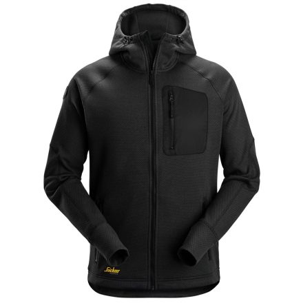 8041 Snickers FlexiWork Fleece kapucnis, cipzáras pulóver, NEW fekete, 3XL