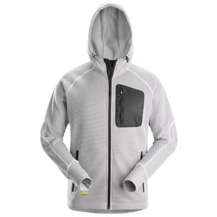 8041 Snickers FlexiWork Fleece kapucnis, cipzáras pulóver, fehér/fekete, XS