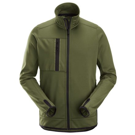 8059 Snickers AllroundWork Fleece cipzáras pulóver, khaki zöld, L