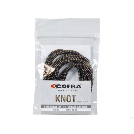 Cofra Knot Cipőfűző, fekete/világosbarna, 130 cm
