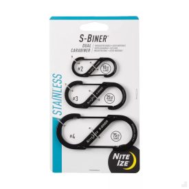   S -Biner® acél dupla karabiner kombináció  - 3 db/csomag - fekete 